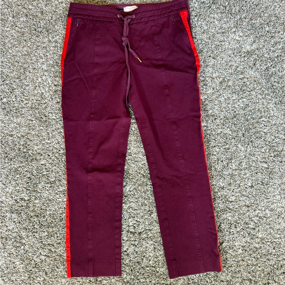 Anthropologie Women's Burgundy Pants with Red Accents